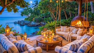Relaxing Jazz in Seaside 🌊 Beach Fireplace Ambience 🪸 Soft Jazz Vibes for Rest, Sleep screenshot 4
