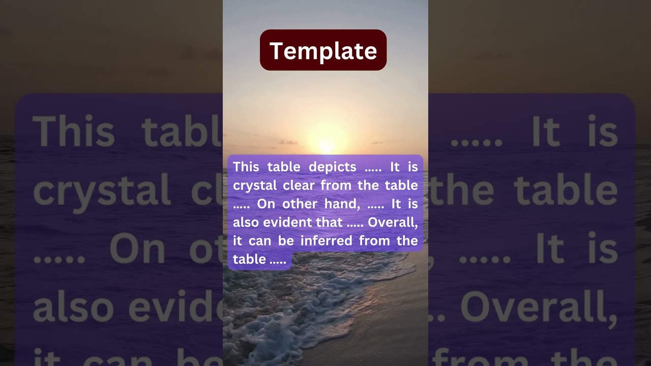 PTE - TABLE CHART - Describe an Image Template