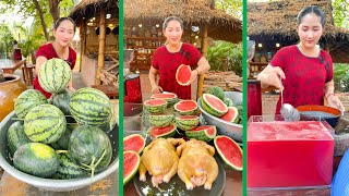 Water melon fresh juice drinking, chicken stir fry recipe, Mommy Sros&#39;s recipe | Cooking with Sros
