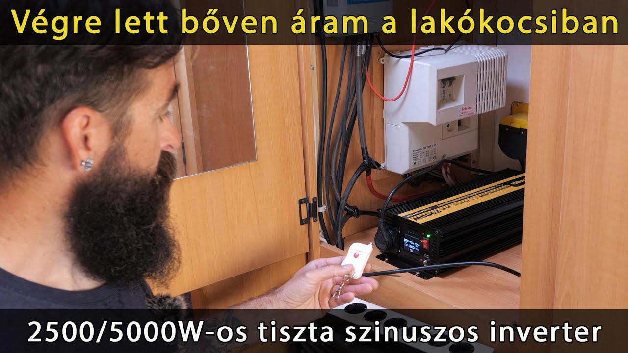 12V 230V tiszta szinusz inverter lakókocsi lakóautó szigetüzem 2500W Vevor