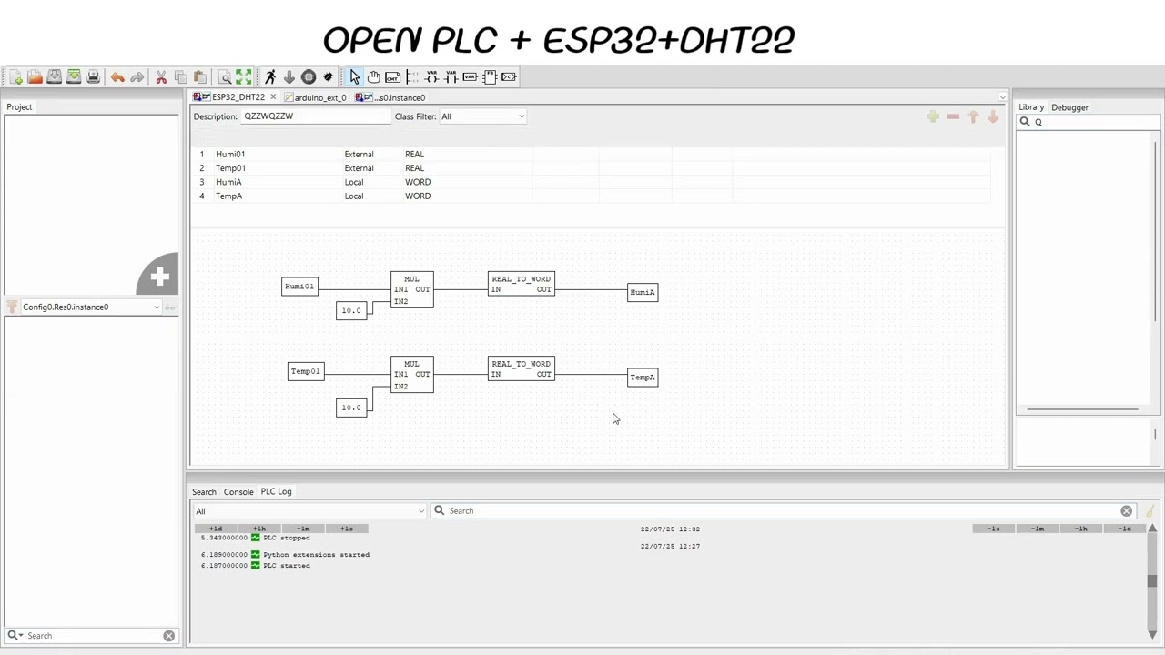 OPEN PLC + ESP32 + DHT22