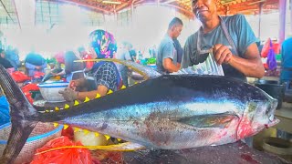 136 POUNDS GIANT TUNA FISH CUTTING || TUNA CUTTING SKILLS || MOST EXPENSIVE FISH IN THE WORLD