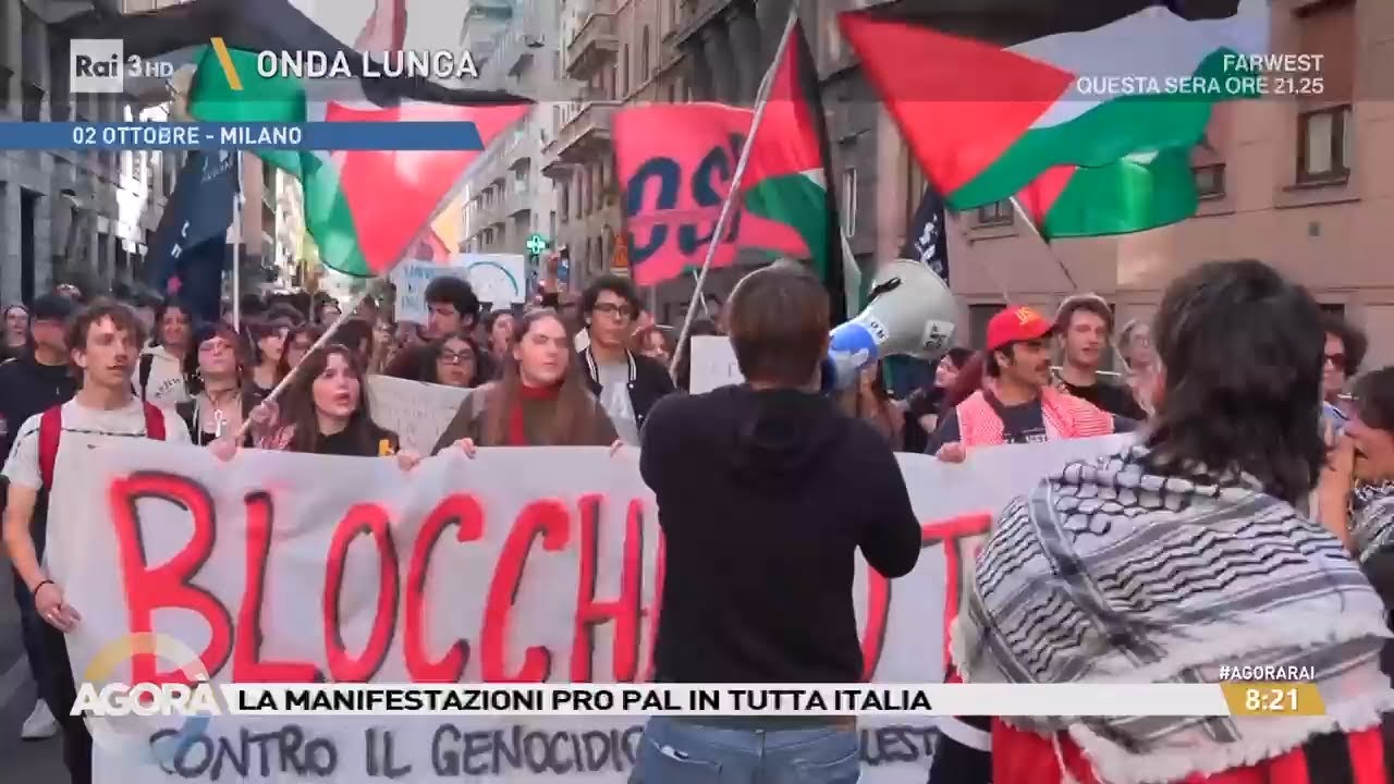 Le manifestazioni Pro Pal in tutta Italia - Agorà 03/10/2025