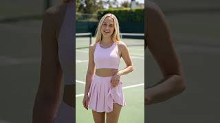 Women's Pink Pickleball Outfit | Pleated Athletic Skirt & Sleeveless Crop Top Set