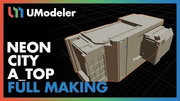 3D Modeling in Unity - Full Making Video of a Sci_Fi Building_A_Top in the Neon-City with UModeler
