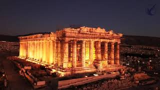 Drone flying over Athens and the Acropolis