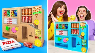 DIY VENDING MACHINE out of CARDBOARD || Must Try Parenting Hacks & Crafts by 123GO CHALLENGE