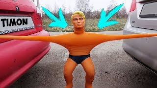 ДВЕ МАШИНЫ РАСТЯНУЛИ STRETCH ARMSTRONG-а  | САМЫЙ ТЯНУЧИЙ АНТИСТРЕСС ПЕРЕЕХАЛ МАШИНОЙ !