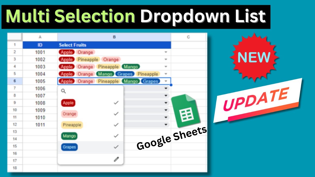 Multiple Selection Options in Dropdown List in Google Sheets in Hindi ...