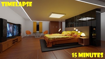 Making a Modern bedroom in blender Eevee// Timelapse//Blender Fuzz