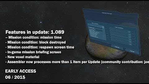Space Engineers - Update 01.089 - New Scenario Conditions, New Voxel Material
