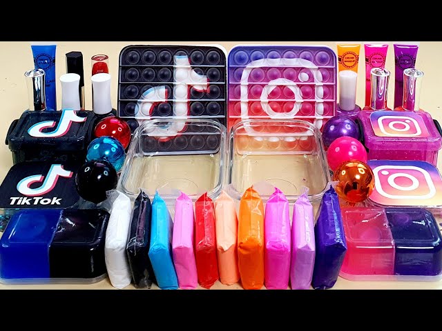 TikTok vs Instagram Slime Mixing Random Into Slime! Satisfying Slime Video ASMR class=