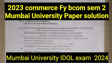 2023 Commerce 2 Mcq T/F Fy BCOM SEM 2 PAPER SOLUTION Mumbai  UNIVERSITY Idol EXAM ARK SIR