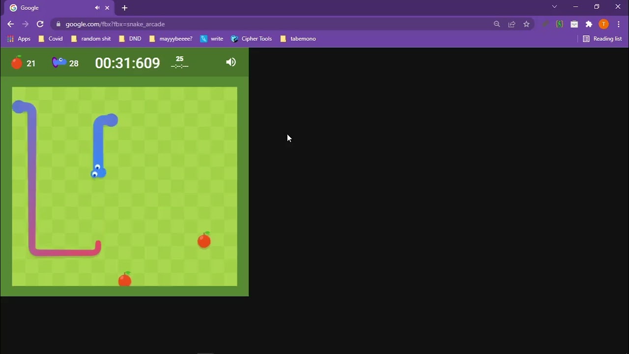 Google Snake Speedrun for the New Year 