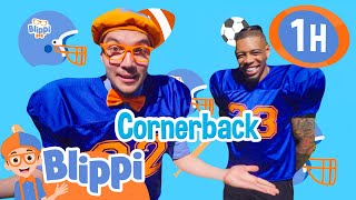 🏈💪 Game Day with Joe Haden! | Blippi | Family Time! 👨‍👩‍👦 | MOONBUG KIDS
