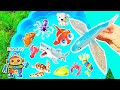 Sea Animal Names for Kids to Learn with Toys: Flying Fish Shark Turtle Octopus