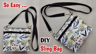 DIY Sling Bag for Daily Use - VERY EASY | Shoulder bag making at home | Crossbody bag sewing | Bags