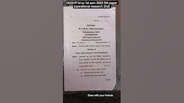 Operational research 2nd 2025 pyq|M.sc maths 3rd sem MGKVP|||#shorts#viral#ytshorts#exam