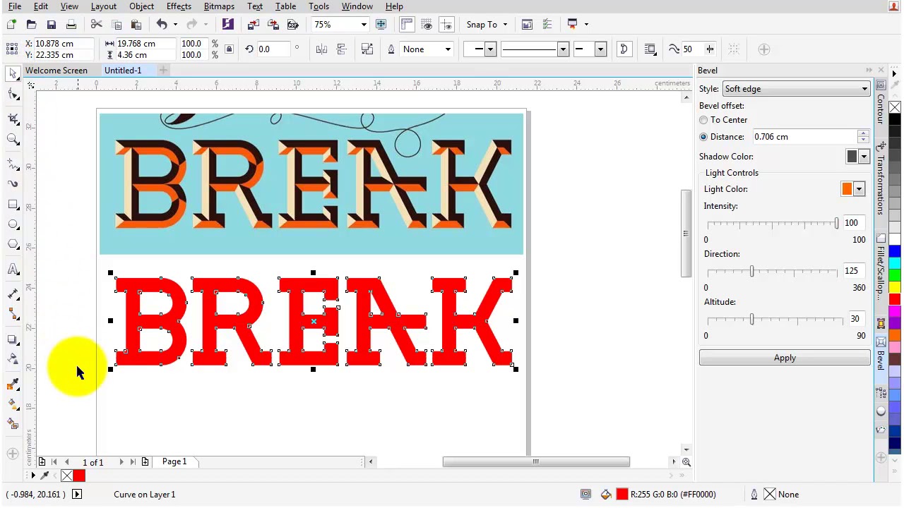 Download 2 Cara Membuat Efek Bevel di CorelDRAW - YouTube