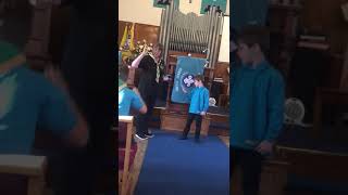 Derbyshire alvaston 131st Beavers invested. Initiation. pledge. badges. Beaver cubs Boy Scouts.