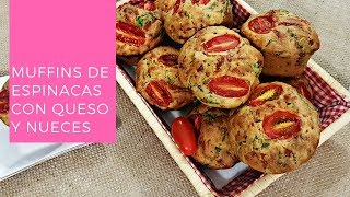 MUFFINS DE ESPINACAS CON QUESO Y NUECES - RECETA FÁCIL!!