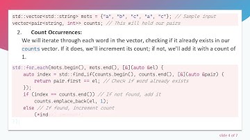 Counting Word Occurrences in a Vector Without Using Map in C+ +