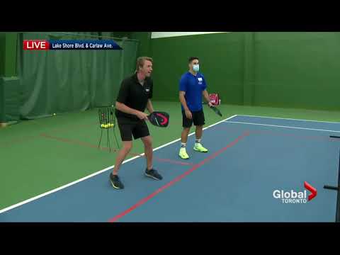 Global News Weatherman Anthony Farnell visits Mayfair Clubs for a Pickleball Lesson