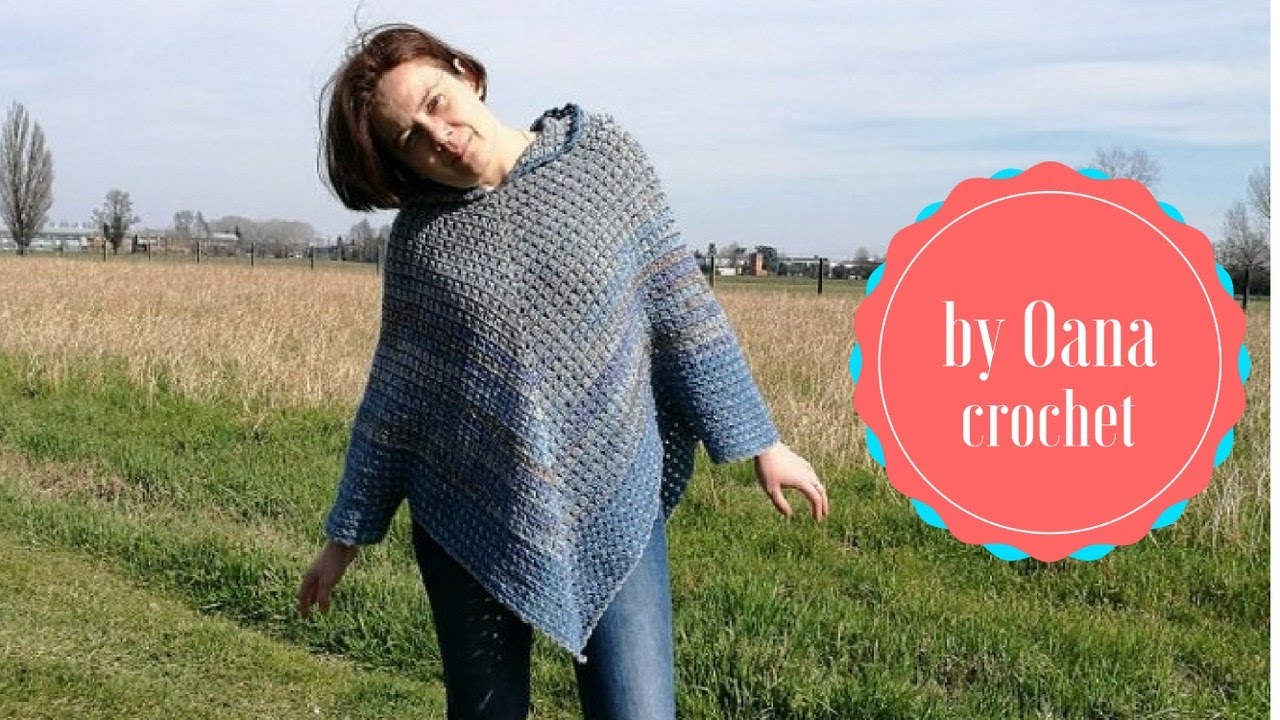 Poncho granny variante- by Oana #poncho #grannysquare #uncinettotutorial