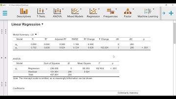 Multiple regression using JASP