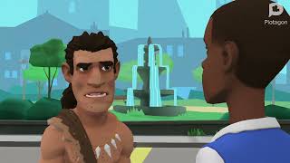 plotagon fight Scott vs Caveman fighting battle
