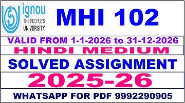 MHI 102 solved assignment 2025-26 in Hindi || mhi 102 solved assignment 2026 || mhi102 2025-26