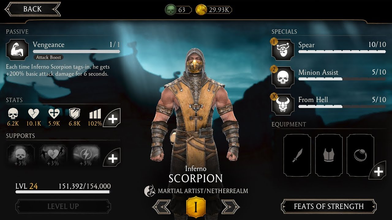 Mk mobile all of inferno scorpion’s special attacks.