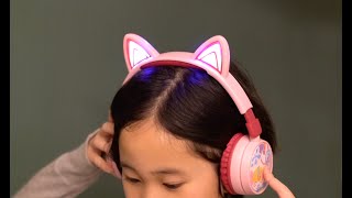 iClever BTH21 Kids Bluetooth Headphones with Light-Up Cat Ears