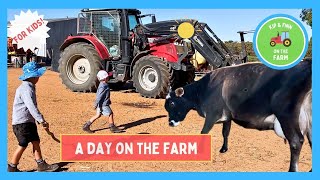 A Day on the Farm: Feeding Cows 🐄, Bulls 🤠 & Kayaking on the Lake 🚣‍♂️ | Kids Farm Fun 🌾
