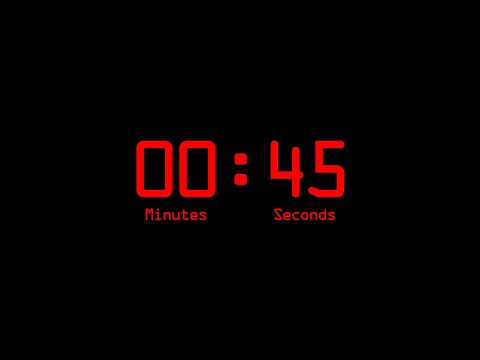 45 Seconds Countdown Timer with Alarm & Time Markers / Chapters - Retro Digital - Red