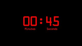 45 Seconds Countdown Timer with Alarm & Time Markers / Chapters - Retro Digital - Red