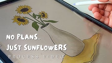 Relaxing Sunflower Sketch in Procreate | 6B Pencil Brush Drawing Process