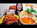 Eating Amazingly Delicious TANDOORI CHICKEN! Paneer Masala &amp; Garlic Naan | Indian Food Mukbang ASMR