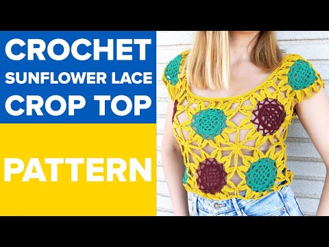 CROCHET SUNFLOWER TOP TUTORIAL/CROCHET CROP TOP/ CROCHET