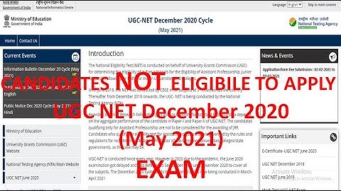 Candidates NOT Eligible for NTA UGC NET Dec 2020 Cycle ( May 2021 )