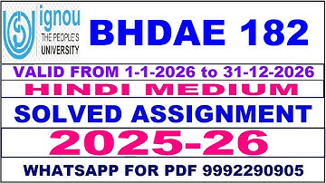 BHDAE 182 solved assignment 2025-26 in Hindi || bhdae 182 solved assignment 2026 || bhdae182 2025-26