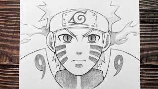 Easy anime sketch | how to draw the Nine-Tails Chakra Mode - [Naruto] | step by step for beginners screenshot 2
