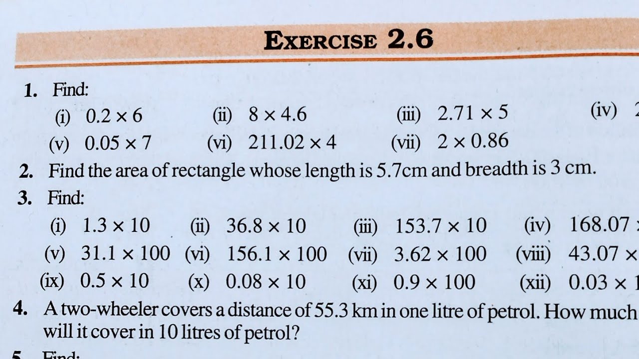 Class 7 maths chapter 2 l ncert exercise 2 6 l fraction and decimal l