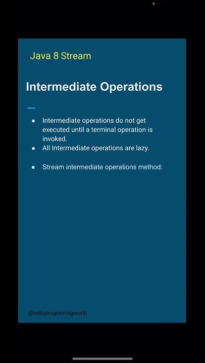 Java 8 | Stream Intermediate Operations 09 #java8 - YouTube