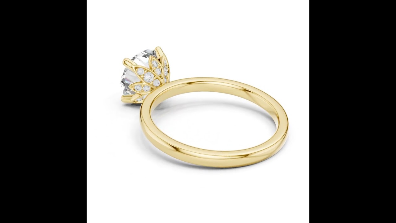 Round Cut Hidden Halo Flora Solitaire Ring