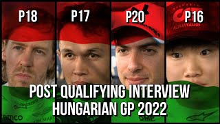 SEBASTIAN VETTEL, ALEXANDER ALBON, YUKI TSUNODA & NICHOLAS LATIFI POST QUALIFYING HUNGARIAN GP 2022