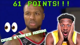 DAME DOLLA STRIKES AGAIN!!! DAMIAN LILLARD’S 61 POINT GAME VS MAVS HIGHLIGHTS | REACTION VIDEO!!!