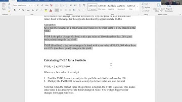 Price Value of a Basis Point PVBP