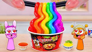 How To Make Noodles 🌈 Best Korean Food Miniature Buldak Rainbow Noodles 🍜 Mina Mini Kitchen