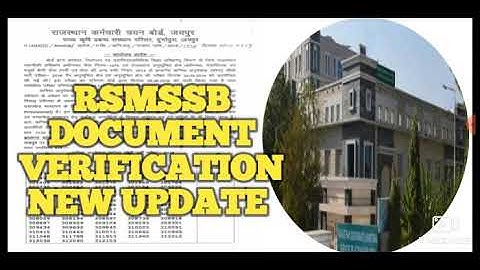 RSMSSB NEW UPDATE FOR DOCUMENTS VERIFICATION